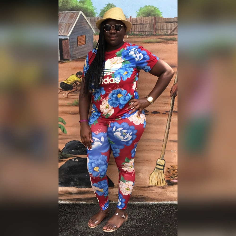adidas Originals Floral Print Leggings & T-Shirt
